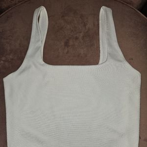 Express body contour ribbed square neck cropped tank